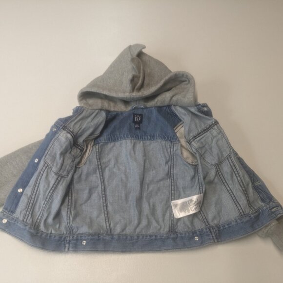Baby Icon Denim Hoodie Jacket babyGAP Size 4 Denim and Light Heather Grey - Picture 7 of 9